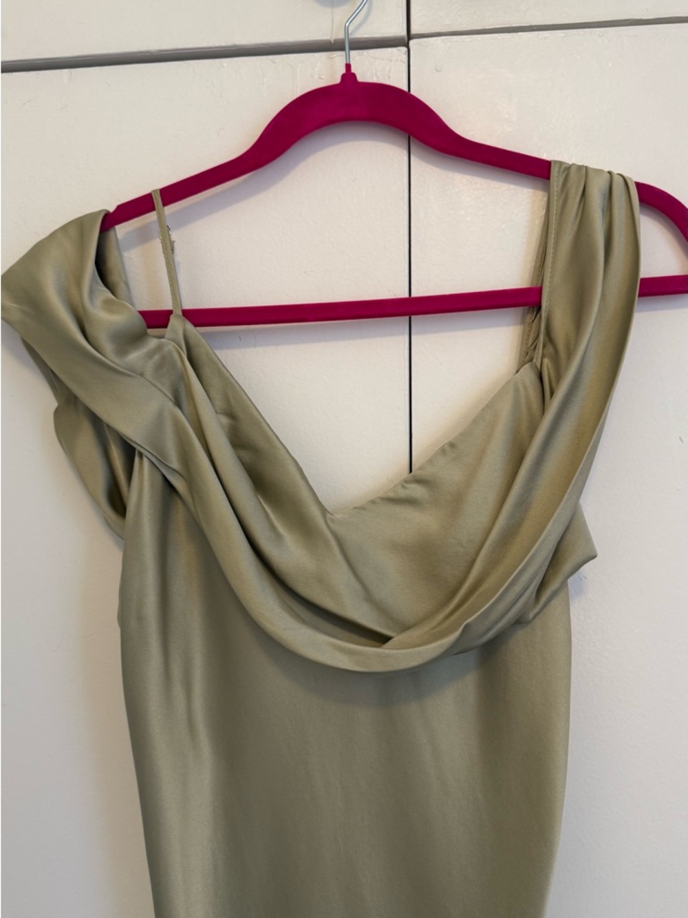 Reformation Ronda Silk Gown in Dried Herbs - Sage Green size 10 - Picture 6 of 8